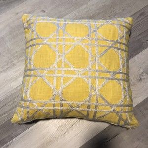 Embroidered Feather Accent Pillow 19”x19”